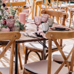 Holzbohlentisch rund